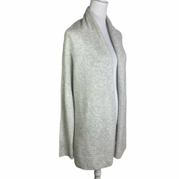 VINCE Gray Cashmere Wool Waist Tie Shawl Collar Cardigan Sweater Womens L New
